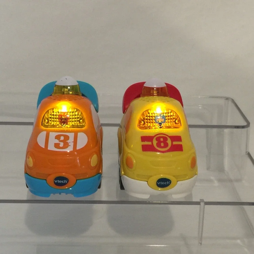 VTech Go Go Smart Wheels Race Car Lot of 2 Orange Yellow Lights Sounds Tested‎